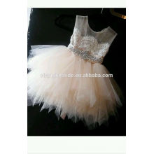 Rosa Kinder Blumenkleider Mädchen Ballkleid Prinzessin Kleid Perlen Pompon Party Kleid